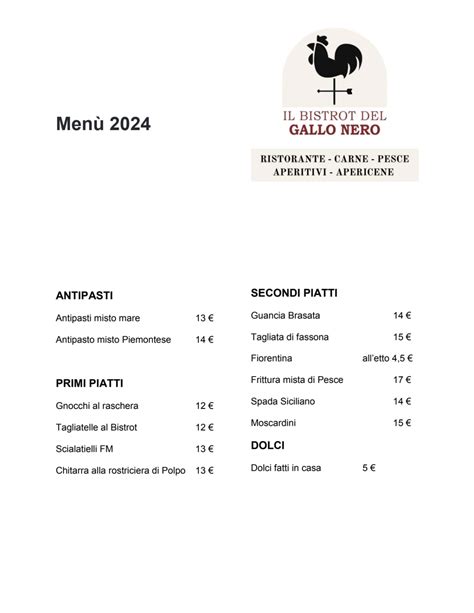 il gallo nero|il gallo nero menu.